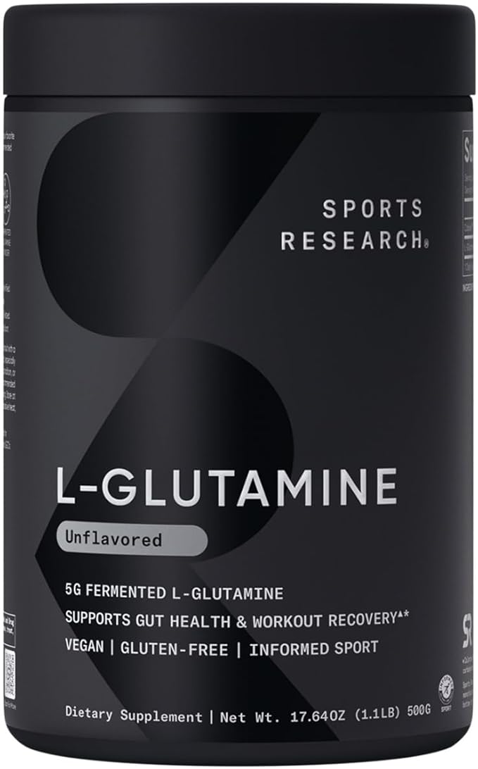 Sports Research L-Glutamine (1.1 lbs) Sugar-Free Naturally Flavored Hydrate Electrolytes 16x Variety Packets and Creatine Monohydrate (1.1 lbs)