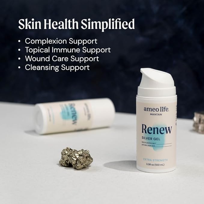 Ameo Life Extra Strength Colloidal Silver Gel 35 ppm - pH Balanced Structured Silver Gel for Healthy Skin Minor Cuts Scrapes &amp Burns - Natural Skin Care for Rejuvenation (100ml)