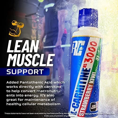 Ronnie Coleman Signature Series L-Carnitine XS 3000 Liquid Amino Acids Metabolism and Lean Muscle Strength Support Stimulant Free Sugar Free Zero Carbs Strawberry Kiwi 16 Oz