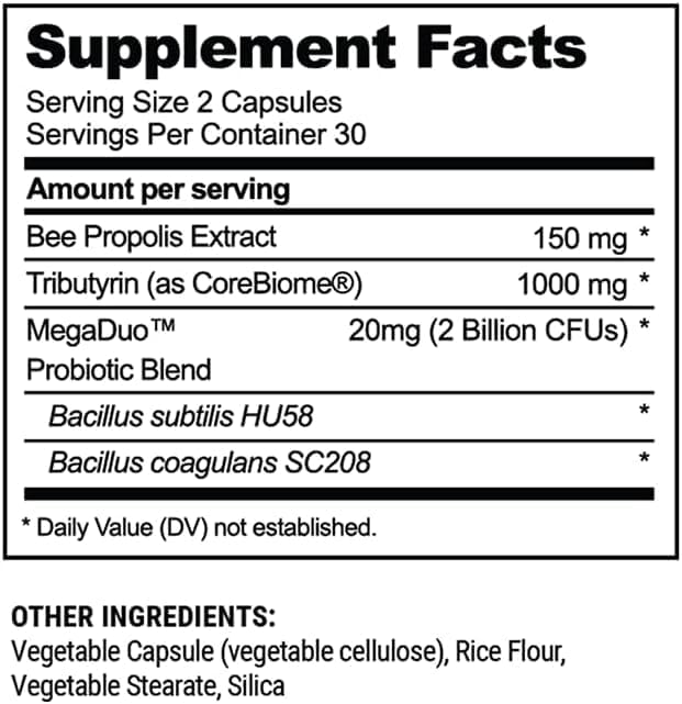 Beekeeper's Naturals Complete Gut Health 3-in-1 Prebiotic Postbiotic Probiotics for Digestive Health &amp Bloating Relief for Women &amp Men Propolis Powered Gluten-Free Vegan Capsules 28ct