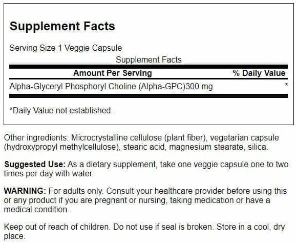 Swanson Alpha-Gpc Alpha Glycerophosphocholine 300 Milligrams 60 Veg Capsules