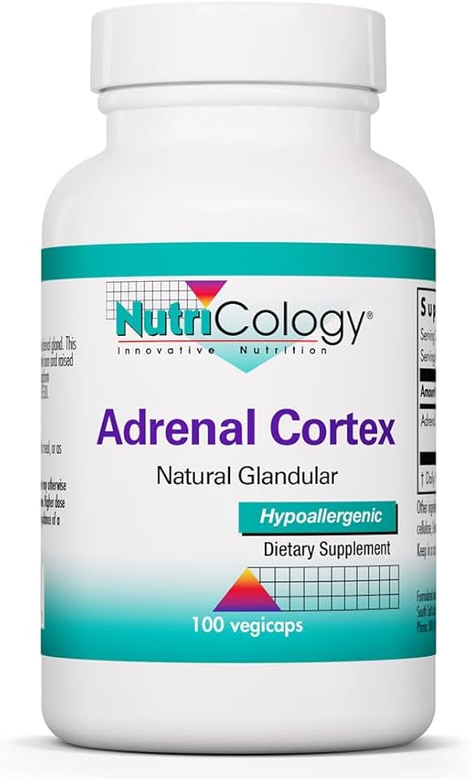 Nutricology Adrenal Support Supplement for Men &amp Women - Adrenal Glandular Supplement Immune Function Endocrine Support 100mg Adrenal Extract Bovine Lyophilized - 100 Count