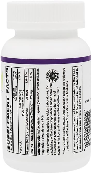 Easy Iron 25mg Capsules by BariatricPal - Highly Absorbable &amp Easy On Your Stomach! (180ct Bottle)