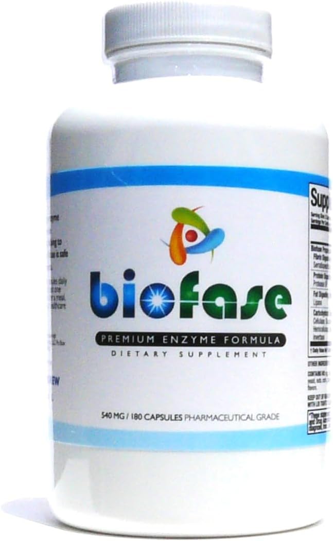 Biofase-Premium-Enzyme-Formula 180 Capsules - Biofilm Defense &amp Digestion - Systemic Enzymes to Support Intestinal Health - No Fillers!