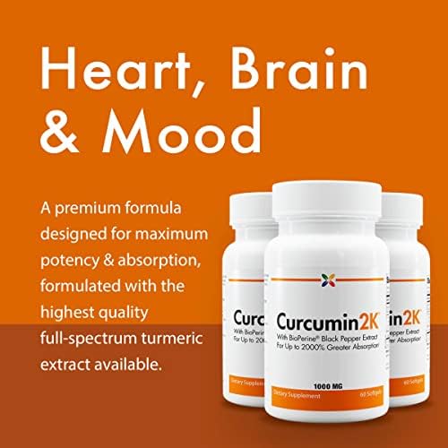 Stop Aging Now - Curcumin2K Formula with Bioperine - Brain &amp Heart Health Antioxidants &amp Joint Health Support - Turmeric &amp Black Pepper Extract - 60 Vcaps (3 Bottle Multi-Pack)