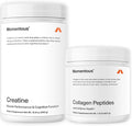 Momentous Creatine Monohydrate Powder &amp Grass-Fed Collagen Peptides Powder Stack - Supports Strength Lean Muscle &amp Recovery - FORTIGEL &amp Vitamin C for Hair Skin Nails &amp Joint Heal