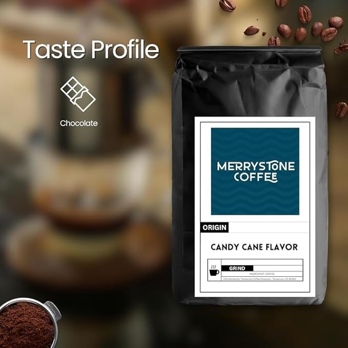 Merrystone Candy Cane Flavored Coffee Medium Roast Roasted to Order 2 Lb Standard Grind