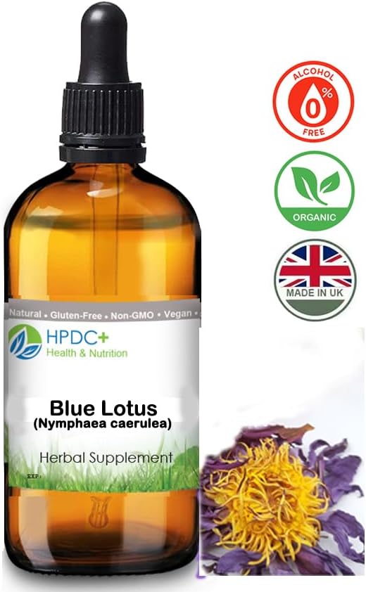 HPDC+ Health &amp Nutrition Blue Lotus Tincture 100ml (3.38fl oz) Alcohol Free