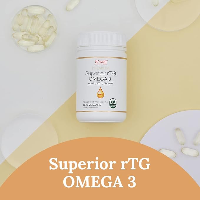 (Pack of 2) Hi Well Premium Superior rTG Omega 3 90Vegetable Softgel Capsules