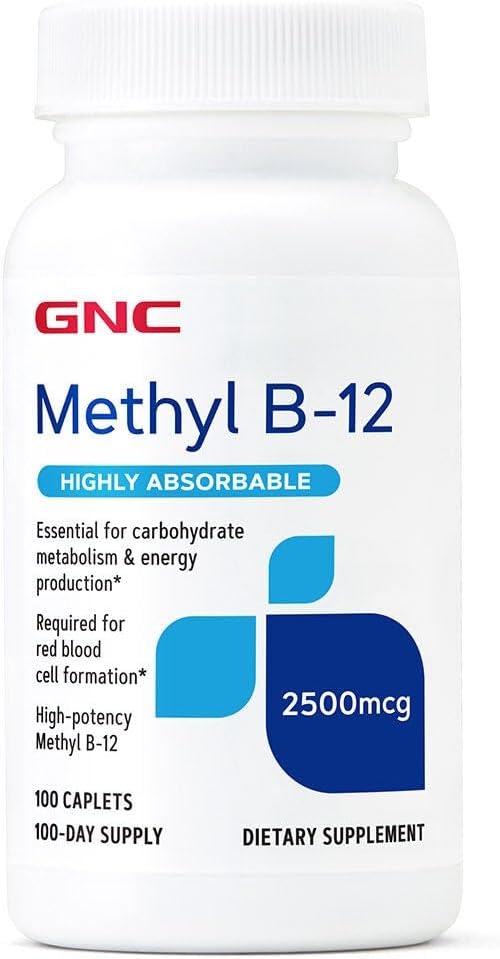 GNC Methyl B12 2500mcg Supplement Essential for Carbohydrate Metabolism and Energy Production 100 Servings