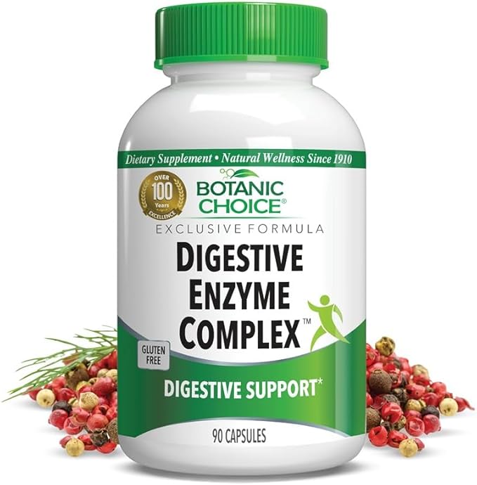 Botanic Choice Digestive Enzyme Complex - Digestive Aid for Healthy Gut Supplement for Better Digestion and Improved Nutrient Absorption to Ease Abdominal Bloating - 90 Pills