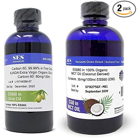 SES Research Combo of C60 Super Antioxidant Olive Oil and 100% Organic Coconut Derived MCT Oil - 150ml