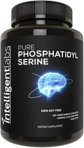 Intelligent Labs Phosphatidylserine Supplement 100mg 90 High Strength Capsules 100% Soy and Allergen-Free Pure Phosphatidylserine from Sunflower Lecithin