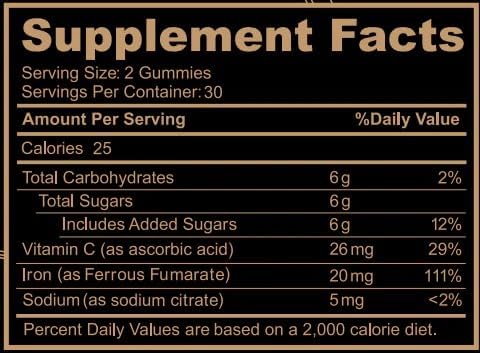 Black Girl Vitamins - Iron Gummies (20 mg) Supports Iron Deficiency &amp Anemia Gluten-Free Gelatin Free Made in The USA (Grape 60 Count) 30 Day Supply
