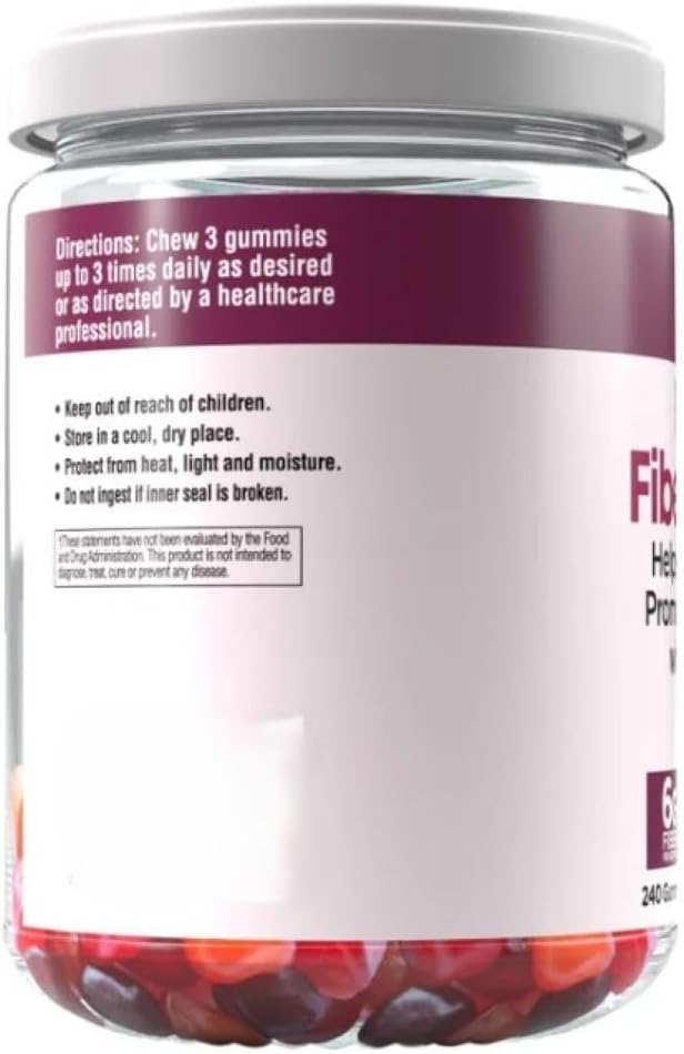 CONTR FRM Fiber Gummies Sugar Free G6 Fiber PER Serving Mixed Fruit Flavor 240 CT