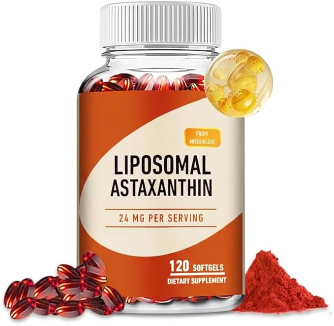NAO Liposomal Astaxanthin 24mg Supplement – 120 Softgels – with Phosphatidylcholine for Absorption – Supports Skin HealthAnti-Age Visual Performance &amp Cellular Health – Non-GMO