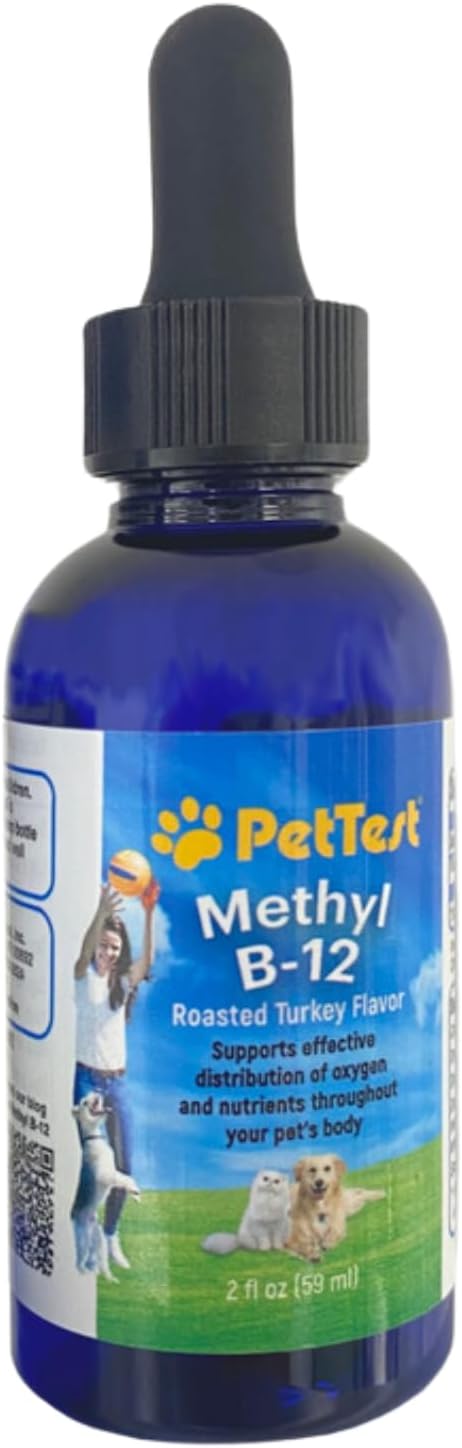 PetTest Methyl B12 Vitamin Liquid Drops 2fl oz (5000 MCG) Supplement with Methylcobalamin for Diabetic Pets Maximum Absorption to Increase Energy for Dogs and Cats