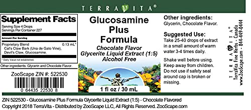 Terravita Glucosamine Plus Formula Glycerite Liquid Extract (1:5) - Chocolate Flavored (1 oz ZIN: 522530) - 3 Pack