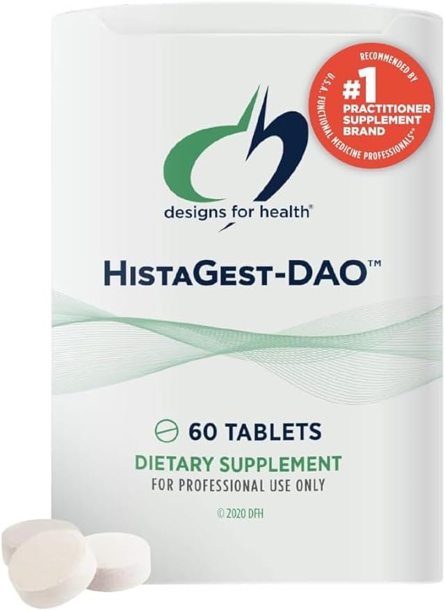 Designs for Health HistaGest-DAO - Diamine Oxidase DAO Enzyme to Support Digestion of Histamine-Containing Foods - 20000 HDU DAO Diamine Oxidase Enzymes (60 Gastro-Resistant Tablets)