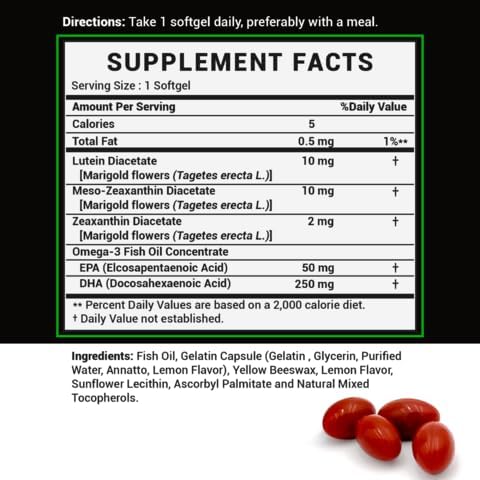 Stealth Vision Eye Vitamin Eye Supplement with Lutein Zeaxanthin and Meso-Zeaxanthin Non-GMO Eye Health Vitamins for Adults Vision Essentials for Complete Eye Support (90 softgels)