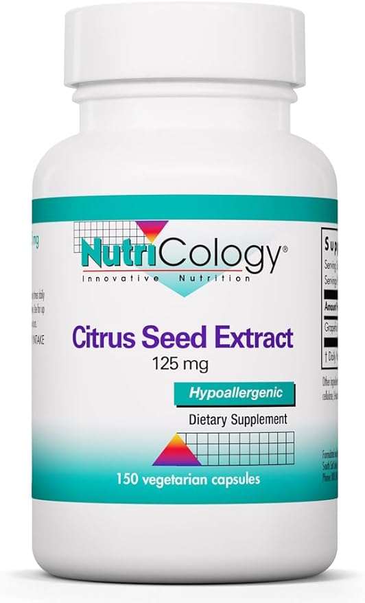 Allergy Research Group Nutricology Citrus Seed Extract Supplement - Grapefruit Seed Extract 250mg Supports Metabolic Function Vegetarian Capsules - 150 Count