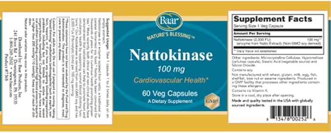 Baar Nattokinase 100 mg 60 Veg Capsules