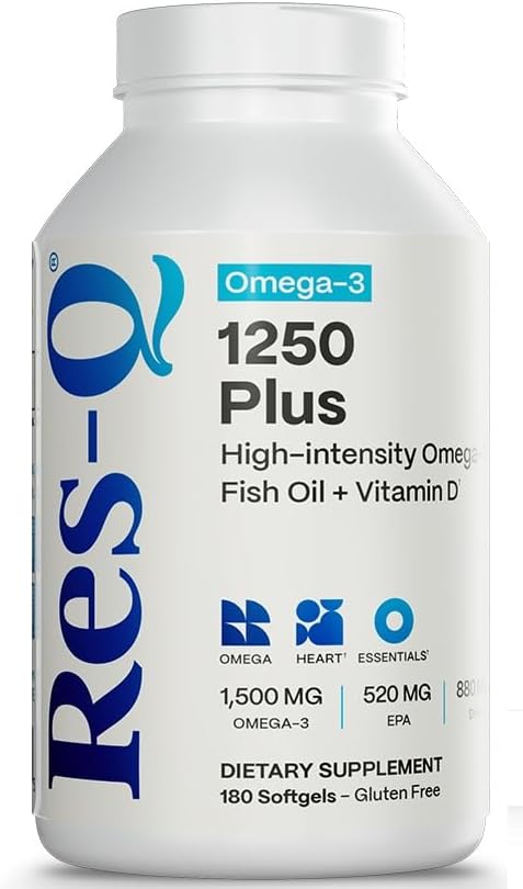 Res-Q 1250+ Omega-3 &amp Vitamin D3 Fish Oil Capsules