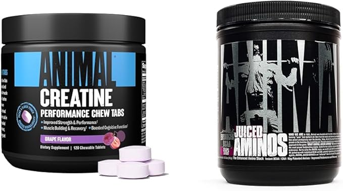 Animal Creatine Chews Tablets - Enhanced Creatine Monohydrate with AstraGin to Improve Absorption &amp Juiced Amino Acids - BCAA/EAA Matrix Plus Hydration with Electrolytes and Sea Salt