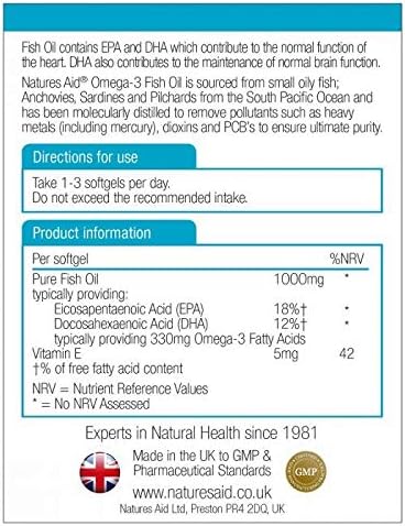 Natures Aid Fish Oil 1000mg (Omega-3) 90 Softgels - 2 Pack