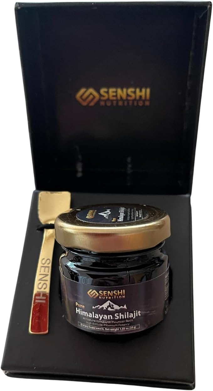 Shilajit - All Natural Maximum Potency Himalayan Mountain Resin from High Altitude - 100% Pure Shilajit with Fulvic Acid &amp 85+ Trace Minerals Complex - 1 oz / 30 g with Free Spoon Included
