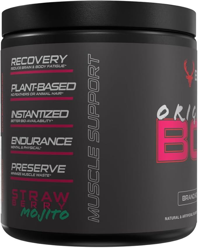 Bucked Up Original BCAA 2:1:1 Branched Chain Essential Amino Acids - Supplement Powder - | 100% Pure 2:1:1 Instantized Formula | Pre/Post Workout | 30 Servings | (Strawberry Mojito Flavor)