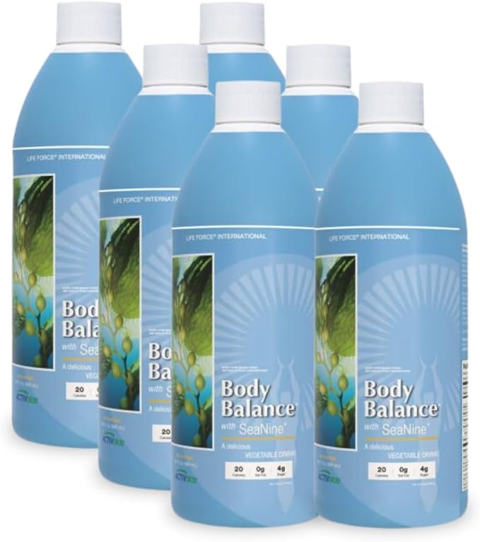 Youngevity Body Balance Land &amp Sea Plant Based Nutrition - Sea Vegetables Kelp Nori Honey Aloe Vera and More - 75+ Nutrients w/Vitamins Minerals Amino Acids - (32 Fl Oz) (6)