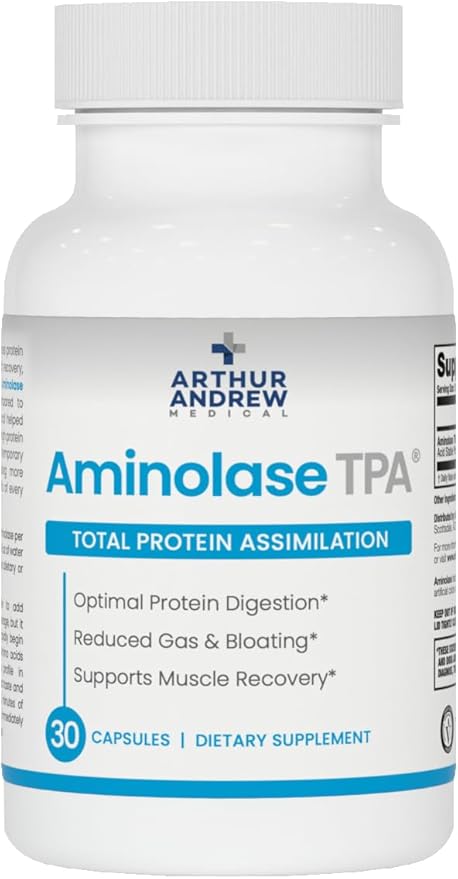 Arthur Andrew Medical - Aminolase TPA Total Protein Assimilation Optimal Protein Absorption and Decreased Gas and Bloating Vegan Non-GMO 30 Capsules