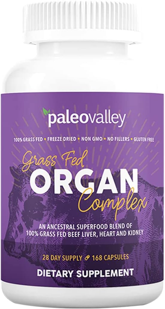 Paleovalley Grass Fed Beef Organ Complex - Freeze-Dried Beef Liver Heart and Kidney Blend 1 Bottle