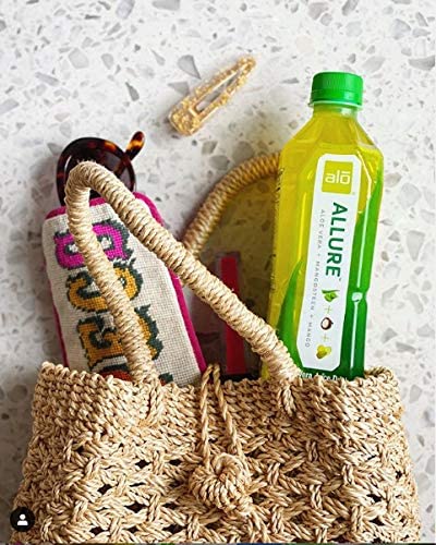 ALO ALLURE Aloe Vera Juice | Plant-Based Drink with Aloe Vera Pulp Mangosteen + Mango Juice| Aloin Free Non GMO | 16.9 FL OZ (500mL) Bottles | Pack of 12