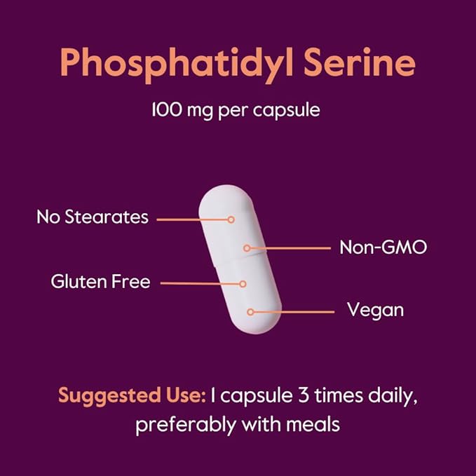 BESTVITE Phosphatidylserine 100mg per Capsule (120 Vegetarian Capsules) with Sharp-PS® Green - Patented and Clinically Tested - Stearate Free - Soy Free - Gluten Free - Vegan - Non GMO