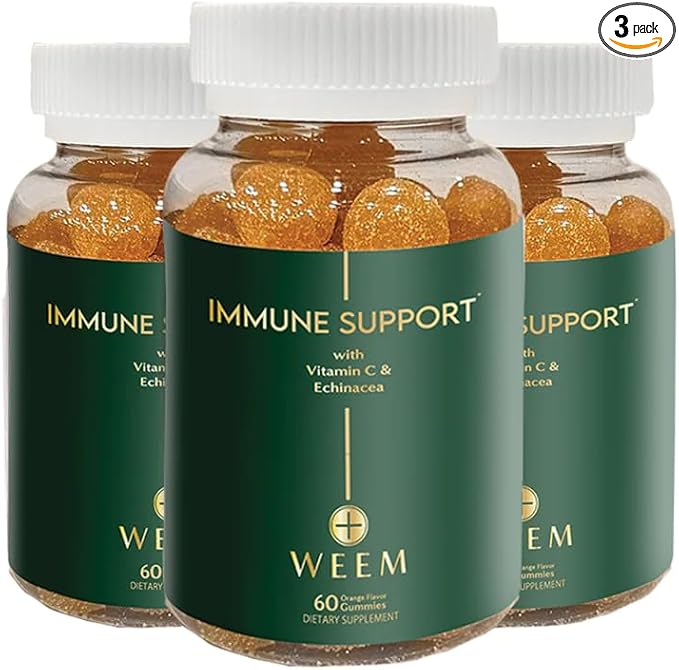 WEEM Immune Support Gummies - Vitamin C - Zinc - Echinacea - Health System Support - Alternative to Pills Gluten-Free Natural Supplement for Kids and Adults - 3 Pack