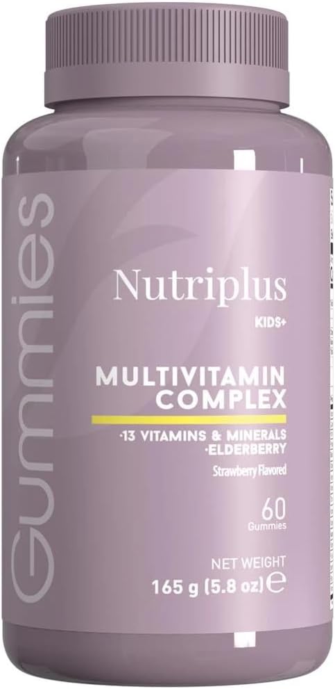 FARMASi Nutriplus Kids Multivitamin Gummies 13 Vitamins and Minerals with Elderberry Extract Strawberry Flavor Vegan Gelatin Free 60 Gummies 5.8 oz