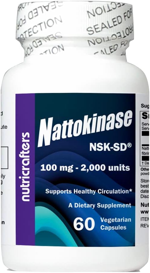 Nattokinase NSK-SD 2000 Units 60 Capsules - The Cardiovascular Superfood of Japan - Made in The USA with Japanese NSK-SD Nattokinase. The Original and Most Researched Nattokinase.