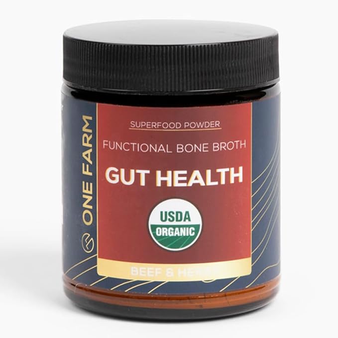 One Farm Organic Turmeric &amp Gut Health Powder Bundle More Than 5% Curcuminoids Bone Broth Prebiotics Adaptogens &amp Mushrooms – USDA Organic Non-GMO Grass-Fed Digestive &amp Immune Suppor