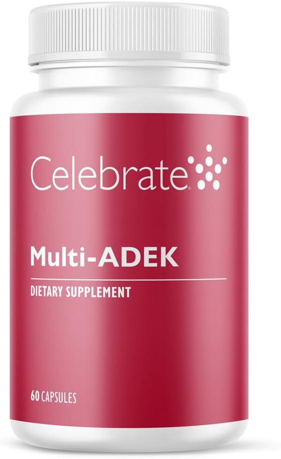Celebrate Vitamins Multi ADEK Iron Free – Daily Bariatric Multivitamin High Level of Vitamins A D E K &amp B12 for Duodenal Switch Surgery Patients (60 Capsules)