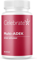 Celebrate Vitamins Multi ADEK Iron Free – Daily Bariatric Multivitamin High Level of Vitamins A D E K &amp B12 for Duodenal Switch Surgery Patients (60 Capsules)