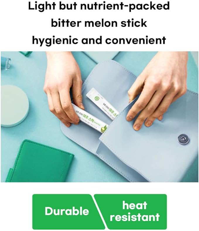 Korean Bitter Melon Juice Zero Sugar Korean-Grown Bitter Melon Celery Lettuce &amp Spinach Easy-Cut Liquid Stick Pouch HACCP Certified (15ml × 30sticks)