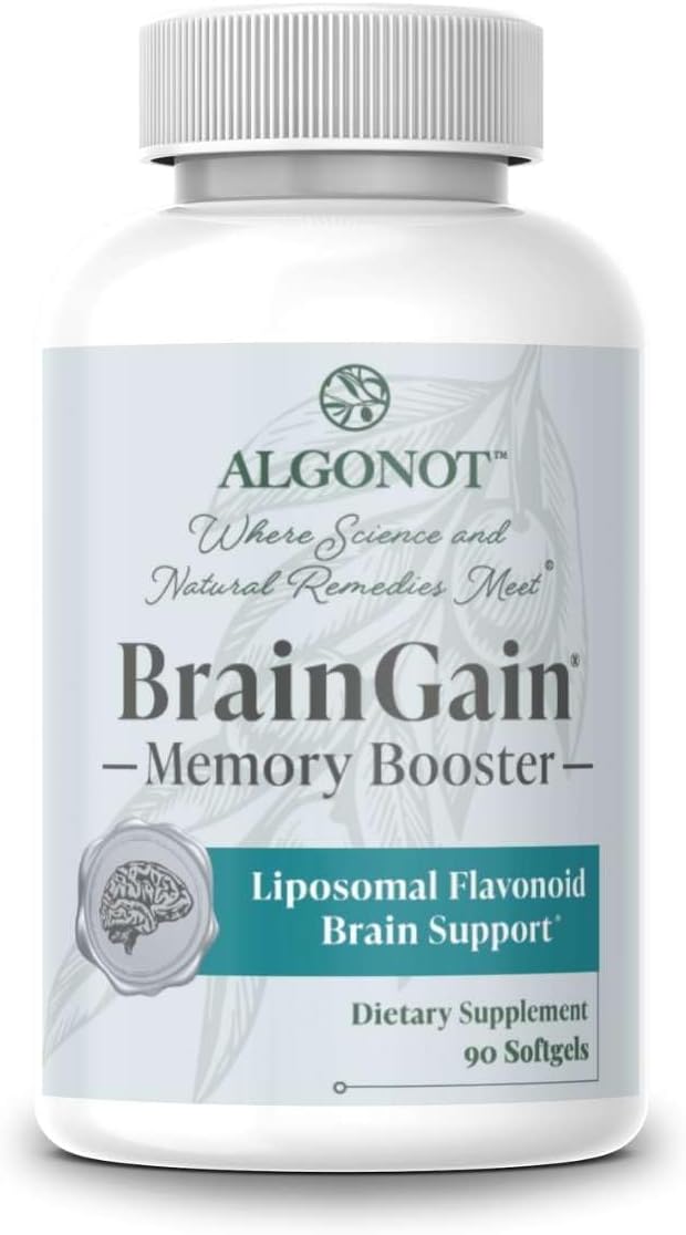 BrainGain Luteolin &amp Key Ingredients with EVOO. May Support The Body in Reducing Stress While Increasing Cognitive Function. The only liposomal Luteolin Products Using Olive Pomace Oil.