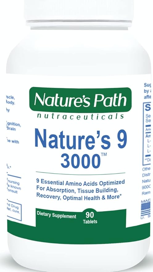 Nature's 9 3000 Essential Amino Acids Supplement Best EAA Amino Acid Complex All 9 Essential Amino Acid Pills Vegan Aminos 90 Pill 1 Gram Per Tablet
