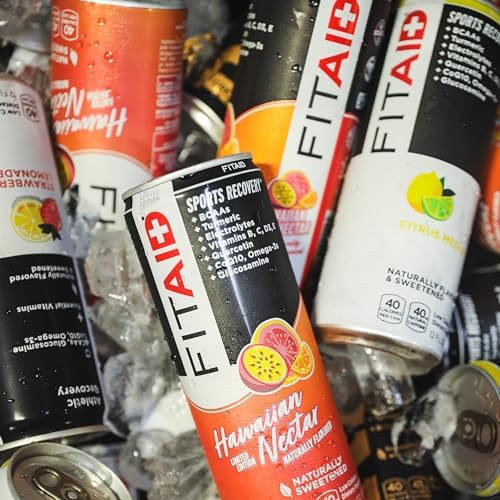 LIFEAID FITAID Workout Recovery Blend Variety Pack BCAA Glucosamine Full B Complex Electrolytes Omega-3s 100% Clean Vegan Naturally Sweetened &amp Flavored 12-oz. cans (Pack of 24) - Packaging May Va