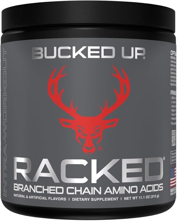 Bucked Up- BCAA RACKED™ Branch Chained Amino Acids | L-Carnitine Acetyl L-Carnitine GBB | Post Workout Recovery Protein Synthesis Lean Muscle BCAAs That You Can Feel! 30 Servings (Blood Raz)