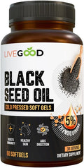 LIVEGOOD Black Seed Capsules Cold Pressed Black Cumin Seed Supplement for Immune and Hormone Support Blackseed Extract from Nigella Sativa (60 Count)