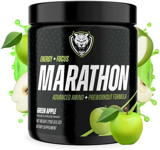 6AM Run Marathon | Running Supplements for Endurance &amp Stamina | Amino Energy with BCAAs for a Clean Pre Running Fuel | No Jitters | Marathon Essentials | Green Apple | 30 Servings