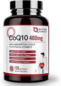 NATURE TARGET CoQ10-400mg Plus PQQ with Vitamin E &amp Organic Olive Oil - Coenzyme-Q10 with BioPerine - High Absorption Antioxidant-for-Heart-Health and Energy Production120 Servings